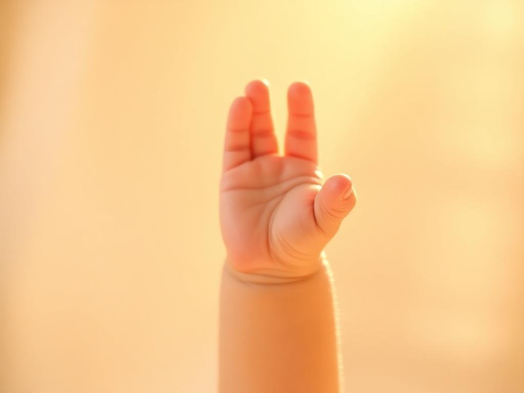 Close up of a parent gently holding a newborn baby hand